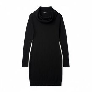 Kerisma Cashmere Blend Cowl Neck Sweater Dress Black Knit Tunic Size L NWT